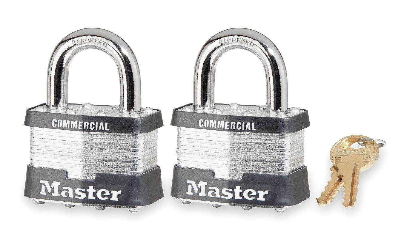 Padlock, KA, 1 In H, 4 Pin, Steel, PK2