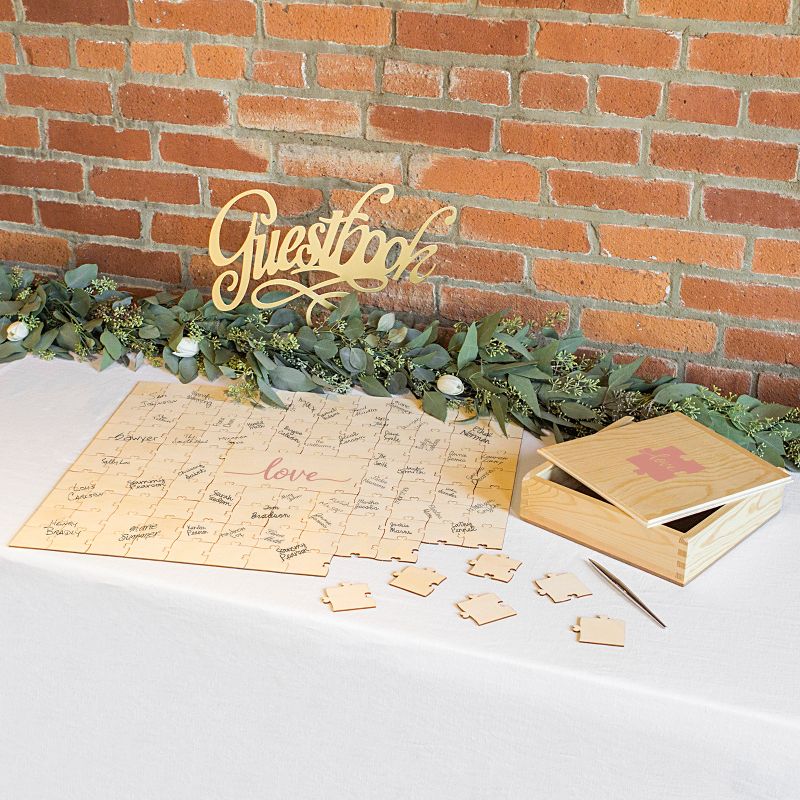 "Love" Wedding Guestbook Puzzle Tan