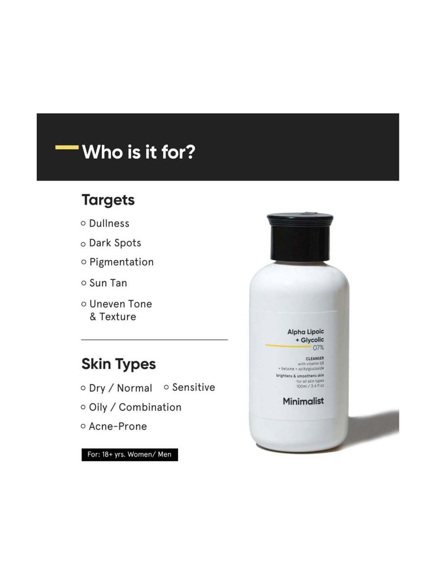 Minimalist Alpha Lipoic + Glycolic 07% Cleanser - 100 ml