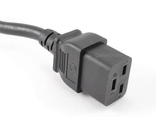 CablesOnline 3-feet C20 to C19 15A/250V 14AWG/3C SJT Server/PDU Power Cord, Black, PC-71403