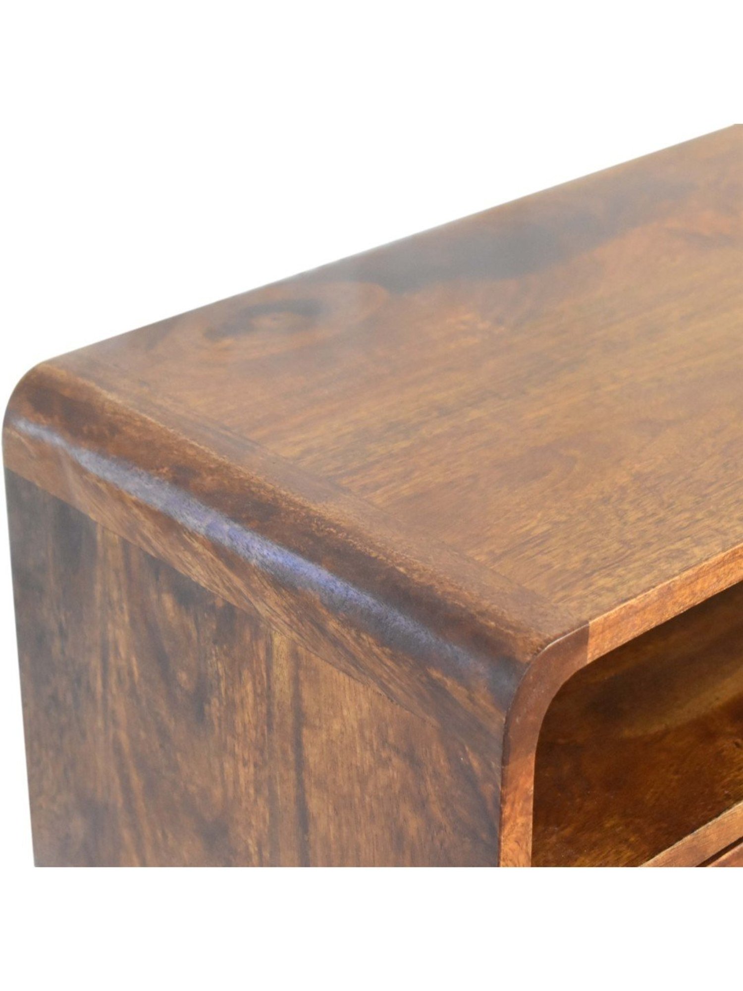 Artisan Furniture Mini Chestnut Brown Wood Curved Console Table