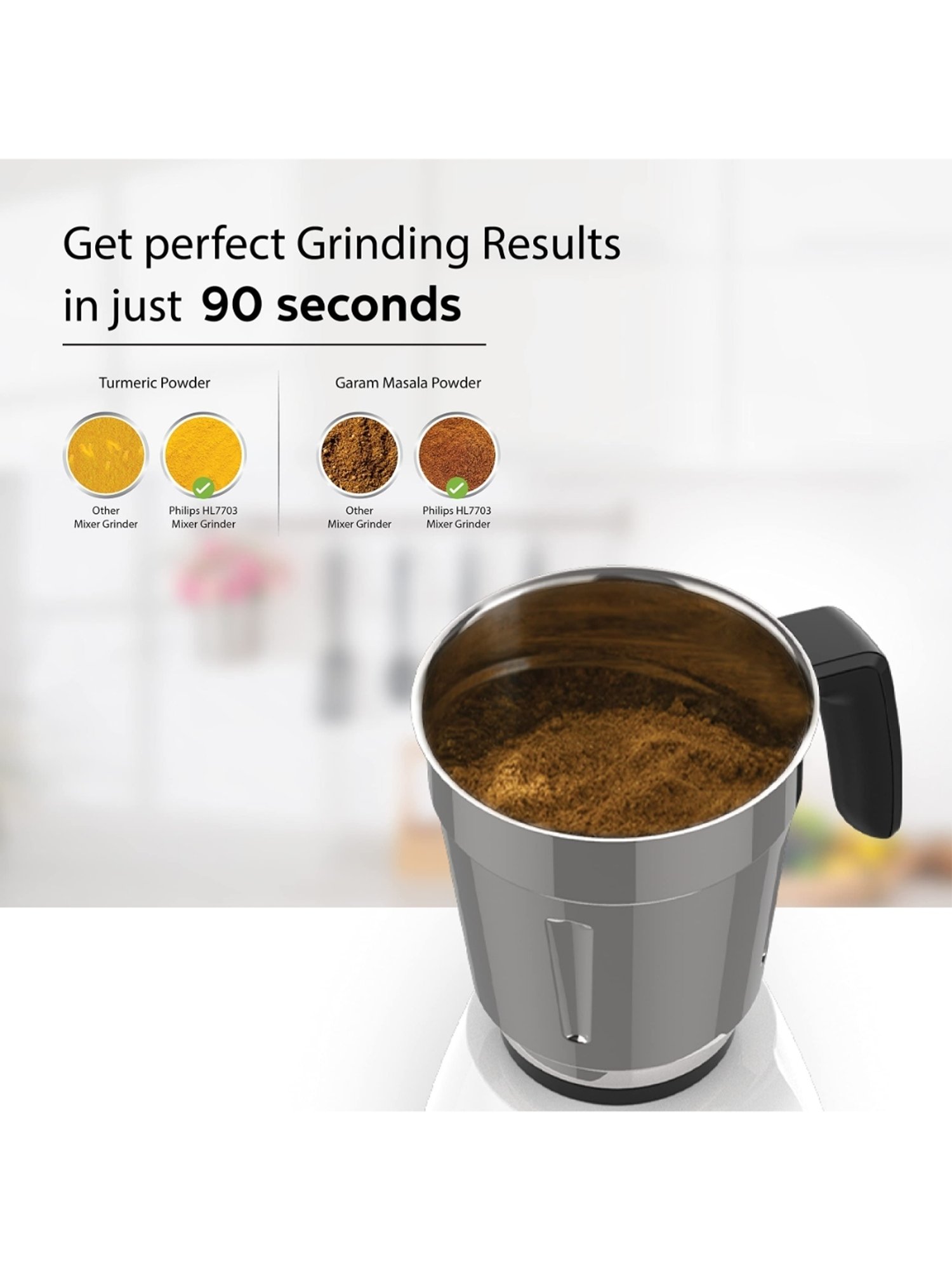 Philips HL770300, 1000 Watt Mixer Grinder Copper Motor with 4 Jar (White)