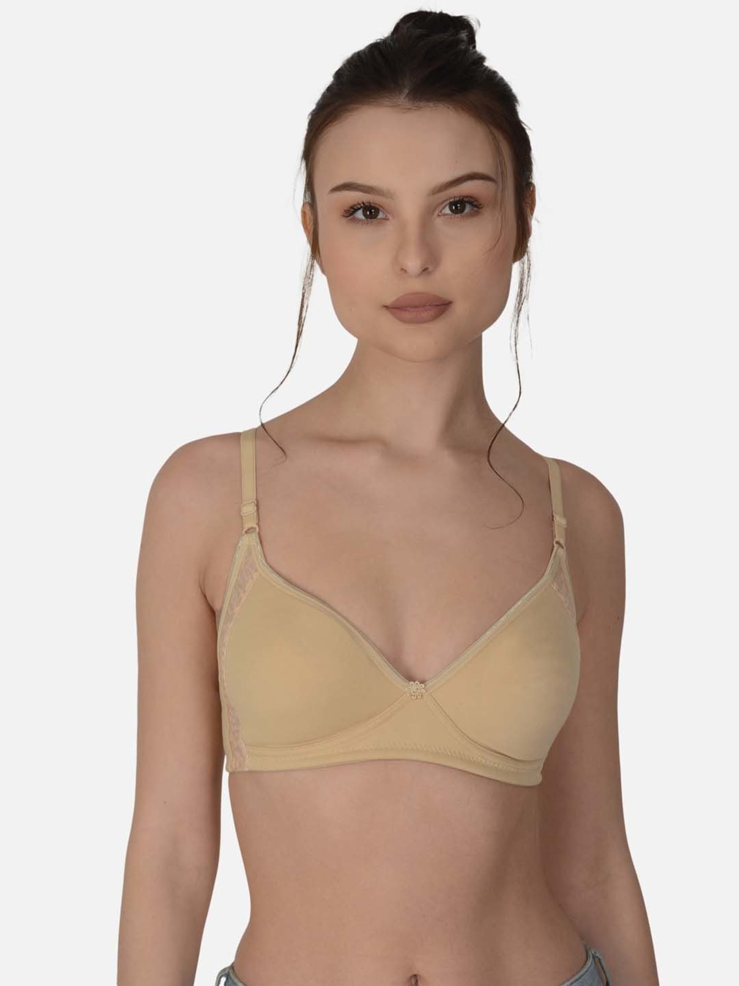 mod & shy Beige Cotton Non-Padded Seamless Bra