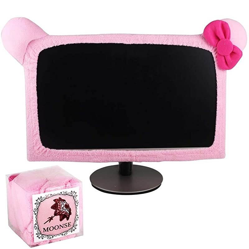 15"-22" Lovely Cute Waterproof Dustproof Computer Laptop TV LCD Screen Monitor Decoration Dust Cover Protector, Pink