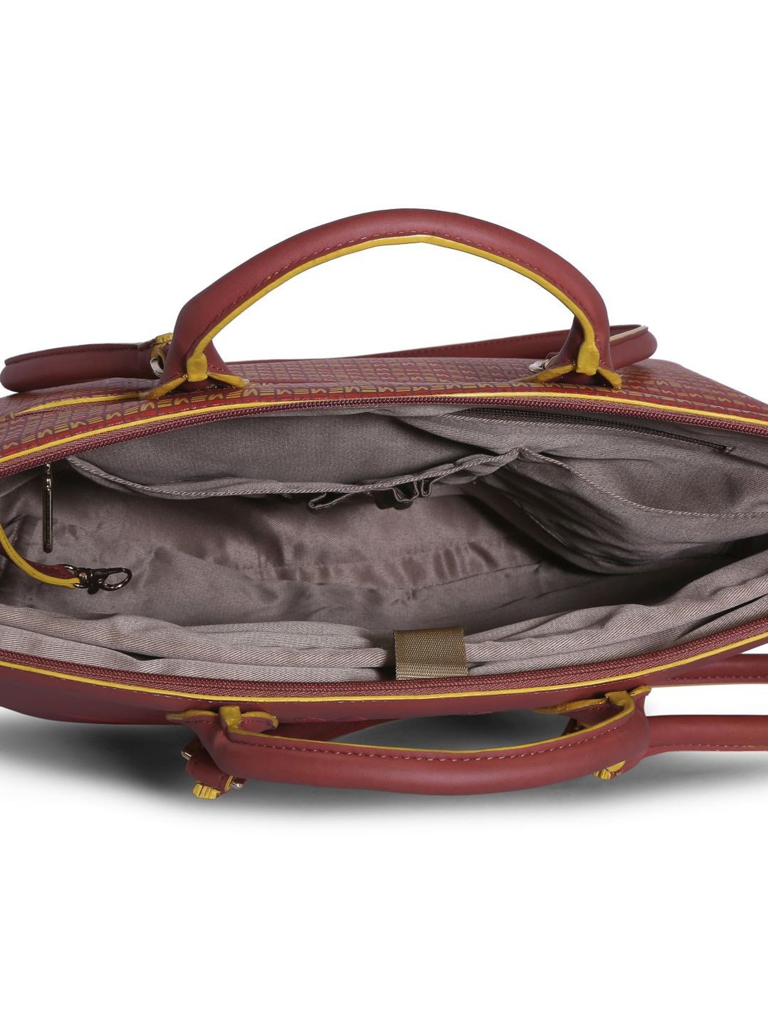 Eume Dragonfly Hot Sauce Red Leather Printed Tote Handbag