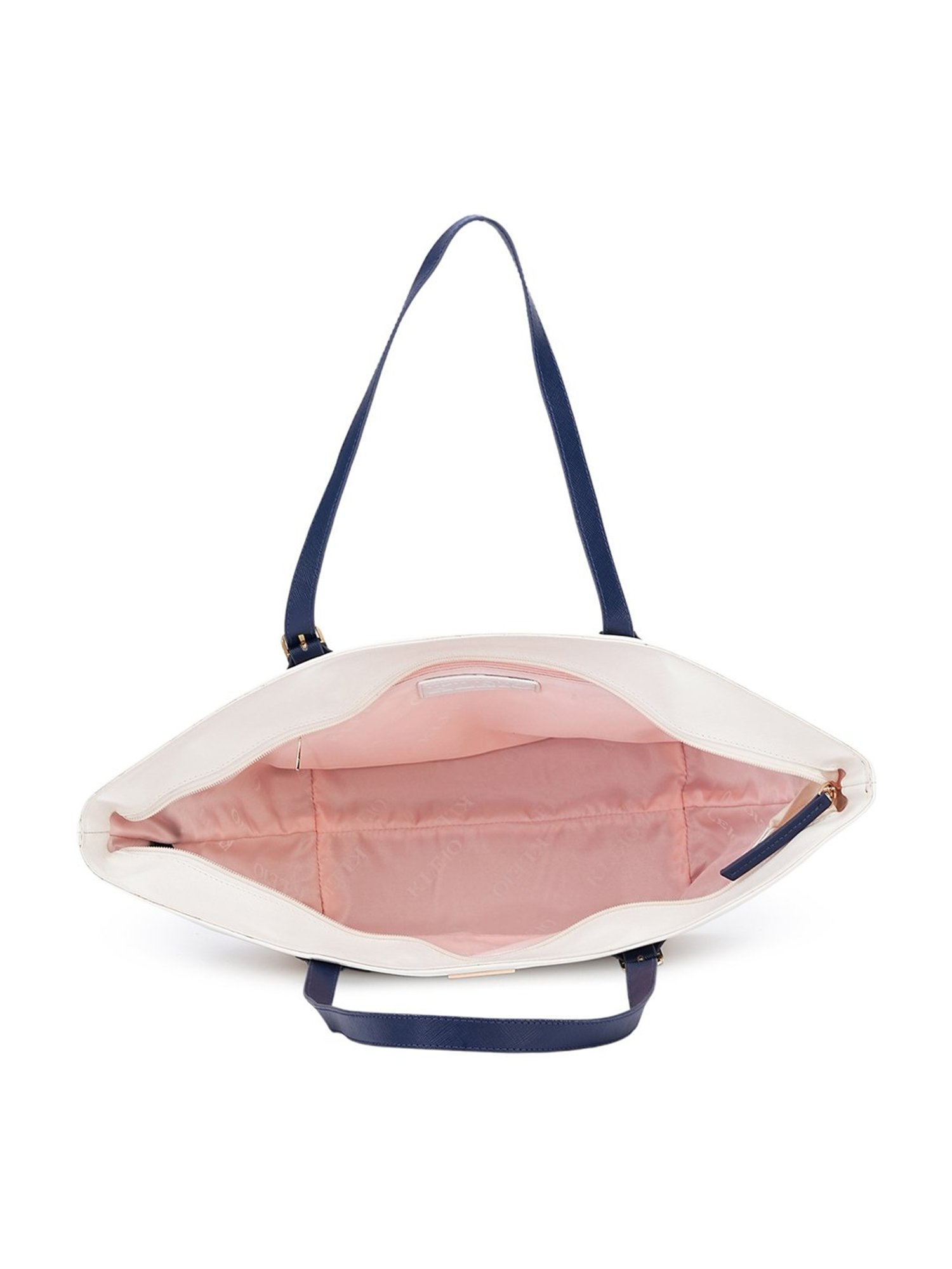 KLEIO White Large Leather Tote Handbag