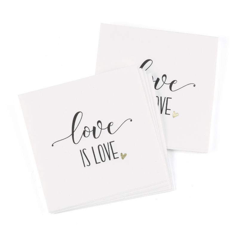 50ct 'Love is Love' Napkins White