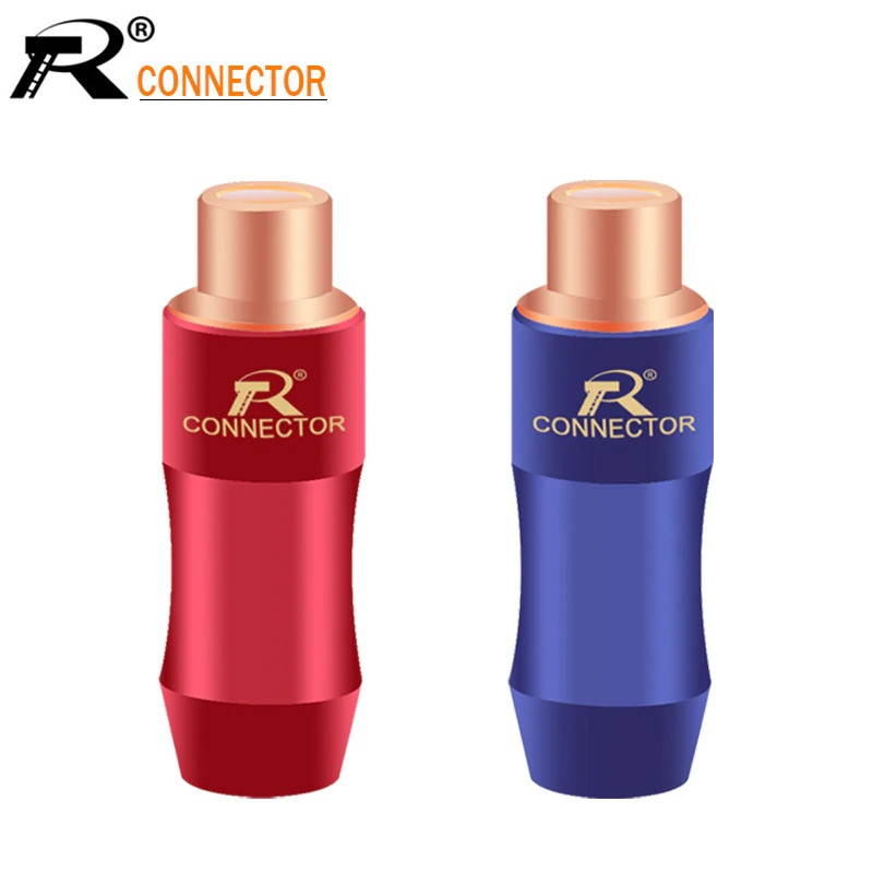 2Pcs/1Pair New arrival Gold Plated RCA Connector RCA female jack adapter Video/Audio Wire Connector Support 6mm Cable blue&red