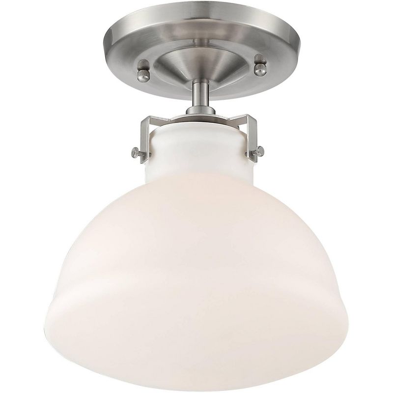Possini Euro Design Bellis 9 1/2" Wide Brushed Nickel and White Glass Ceiling Light
