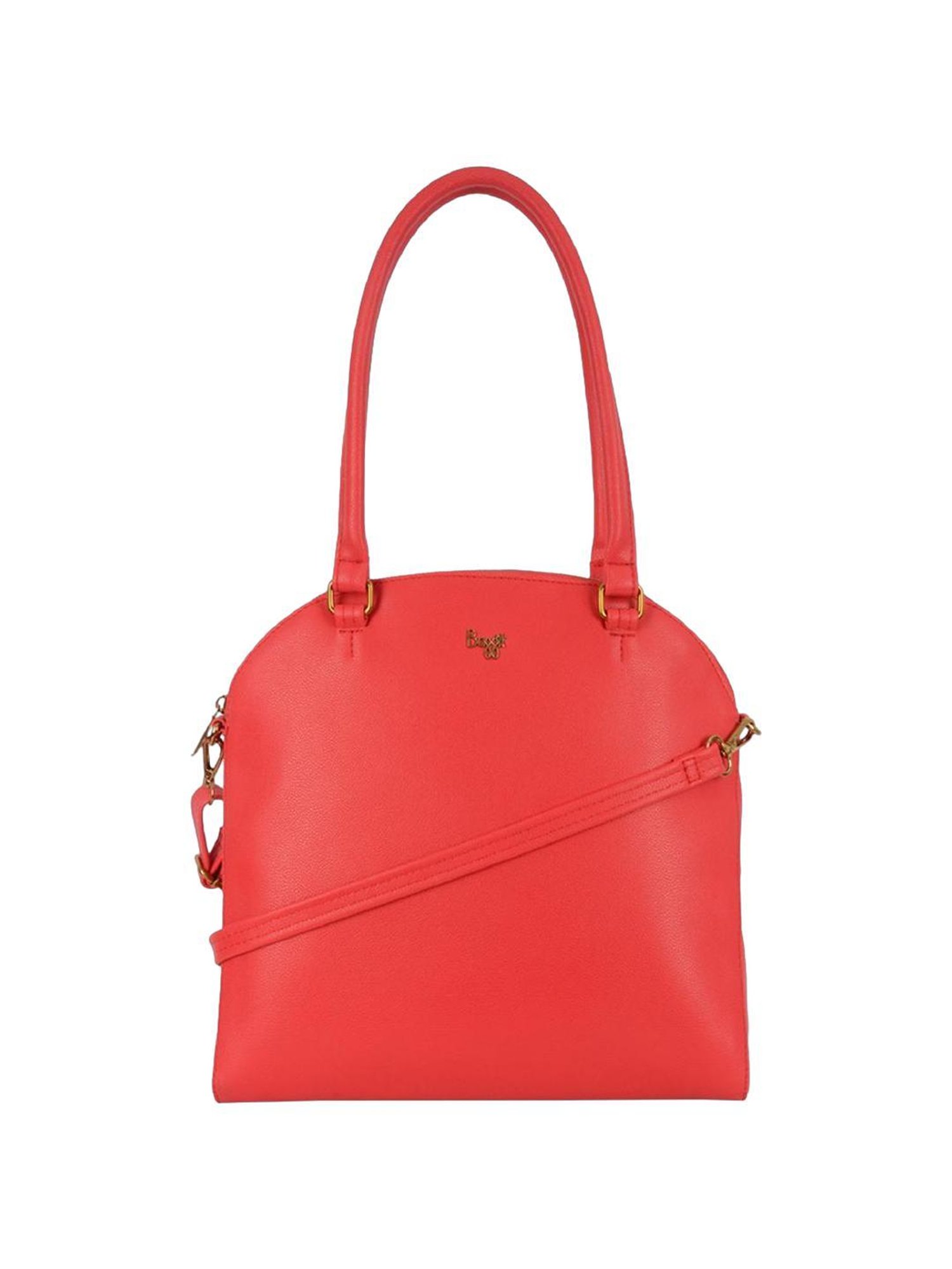 Baggit Leona Sprinkle Red PU Solid Bowler Shoulder Handbag