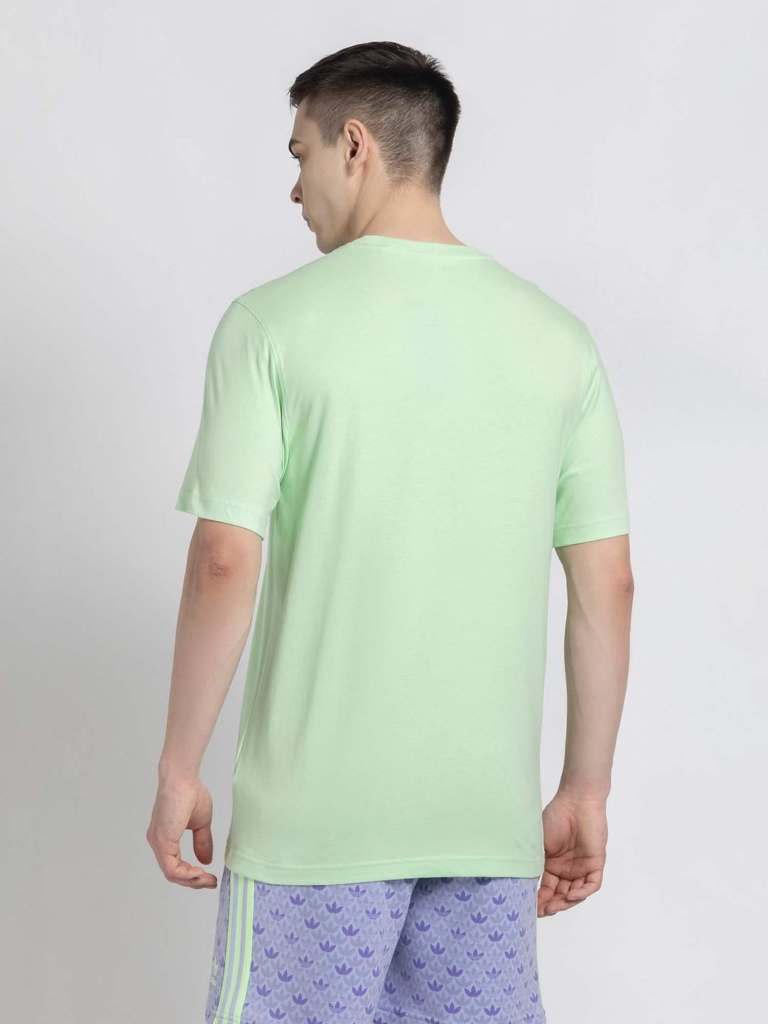Adidas Originals Green Regular Fit Cotton Trefoil Crew T-Shirt