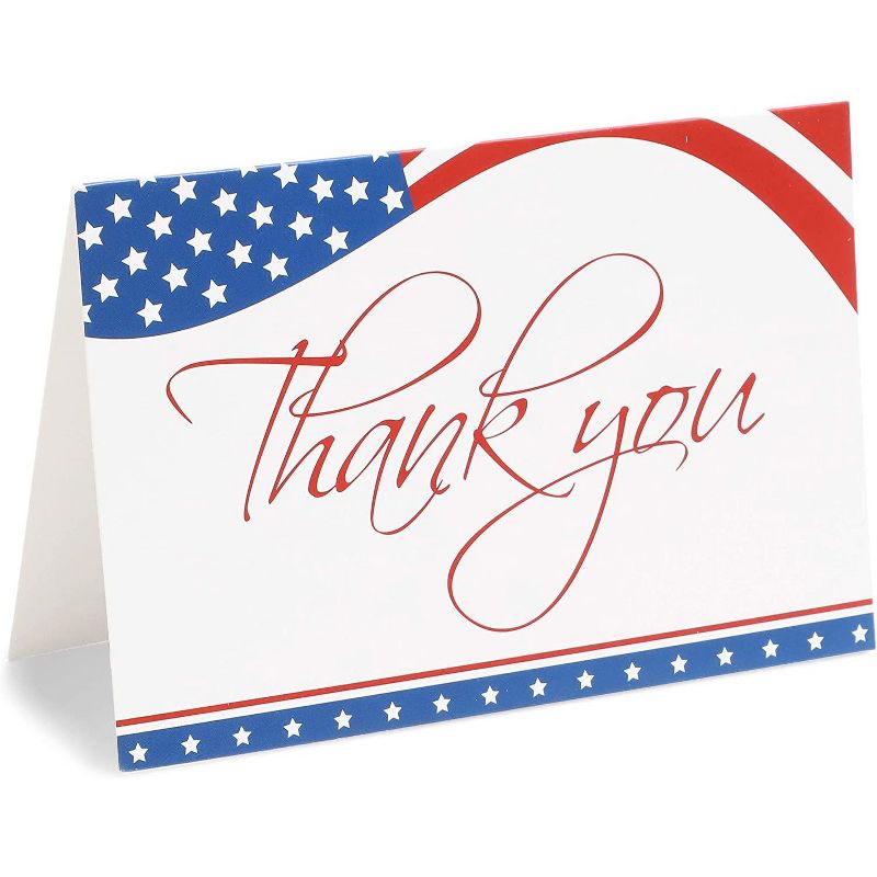 Pipilo Press 120 Count American Flag Thank You Cards with Envelopes Greeting Cards Bulk Boxed Set 4 x 6 in
