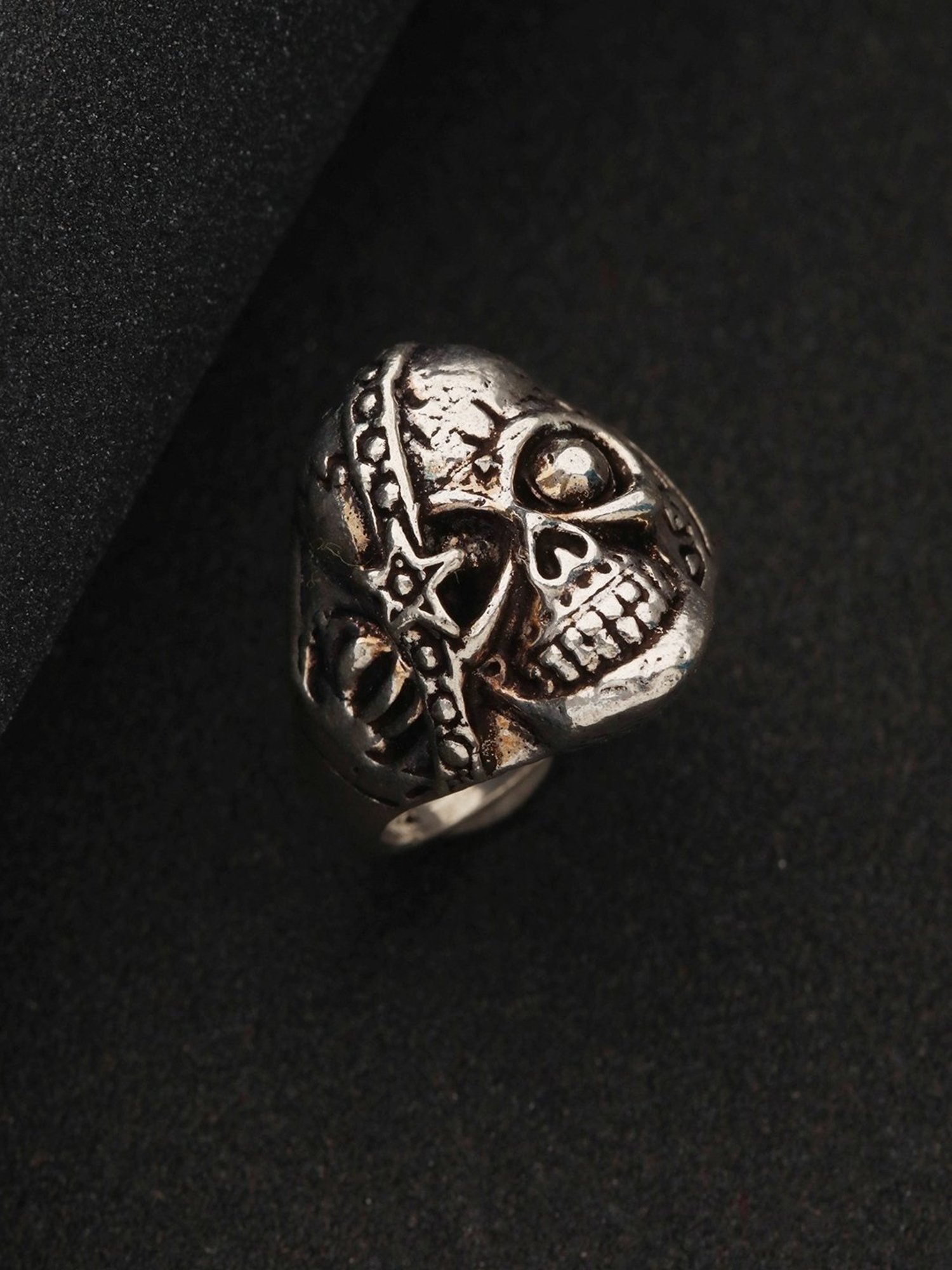 Bold by Priyaasi Happy Skull Black Casual Ring for Men