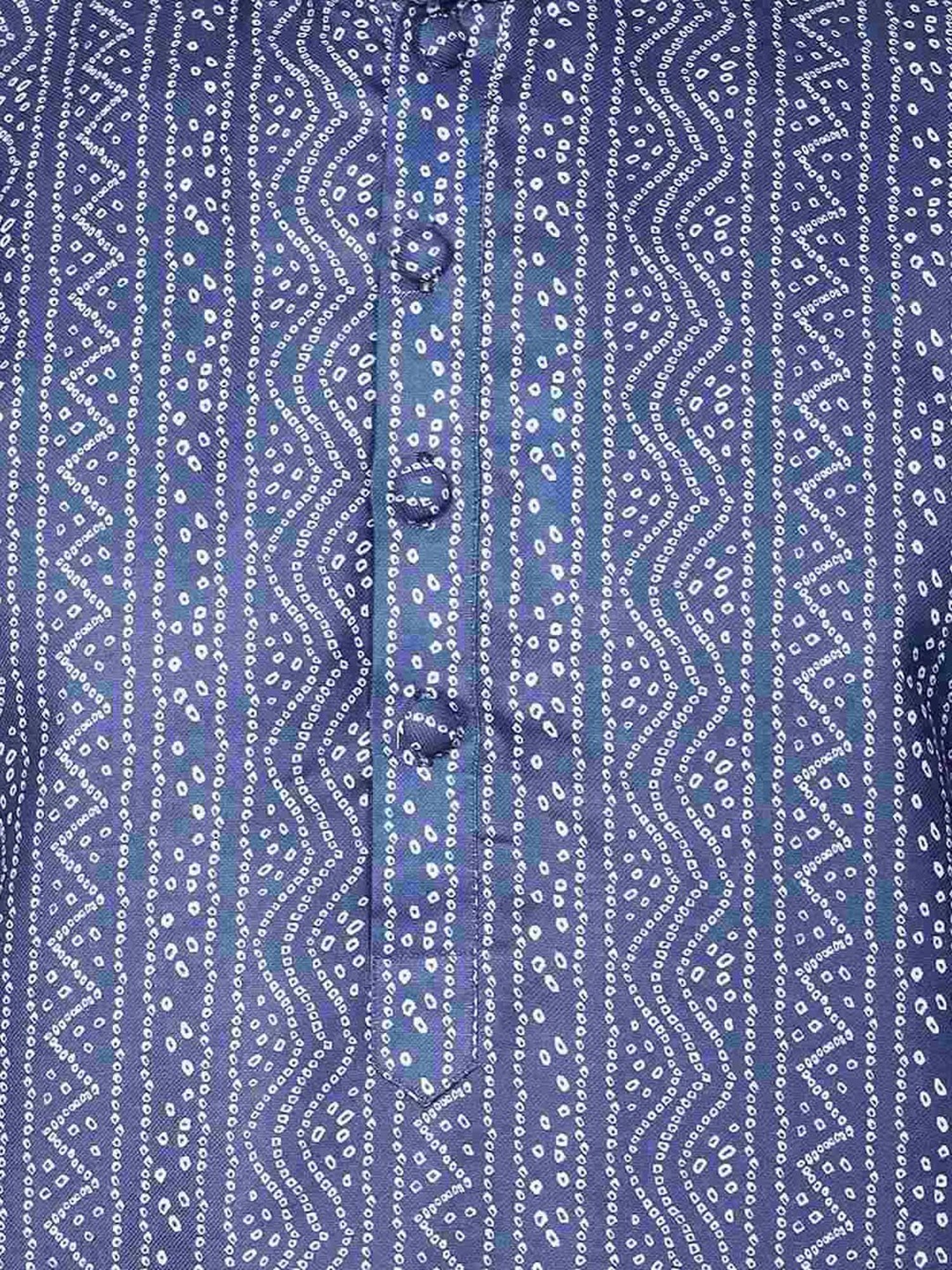 TABARD Blue Cotton Regular Fit Printed Kurta Bottom Set