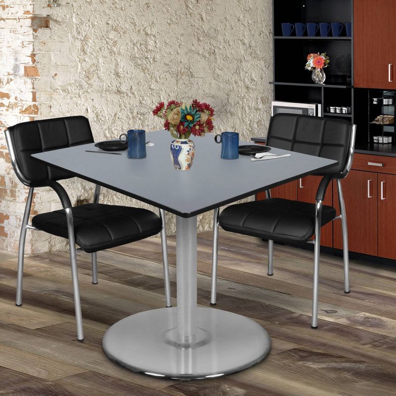 48" Via Square Platter Base Dining Table Gray/Chrome - Regency