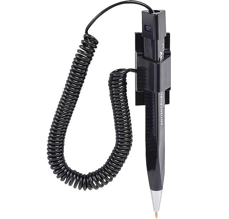 MMF Industries Wedgy Secure Ballpoint Stick Coil Pen with Scabbard Base Black Ink Fine 25828604