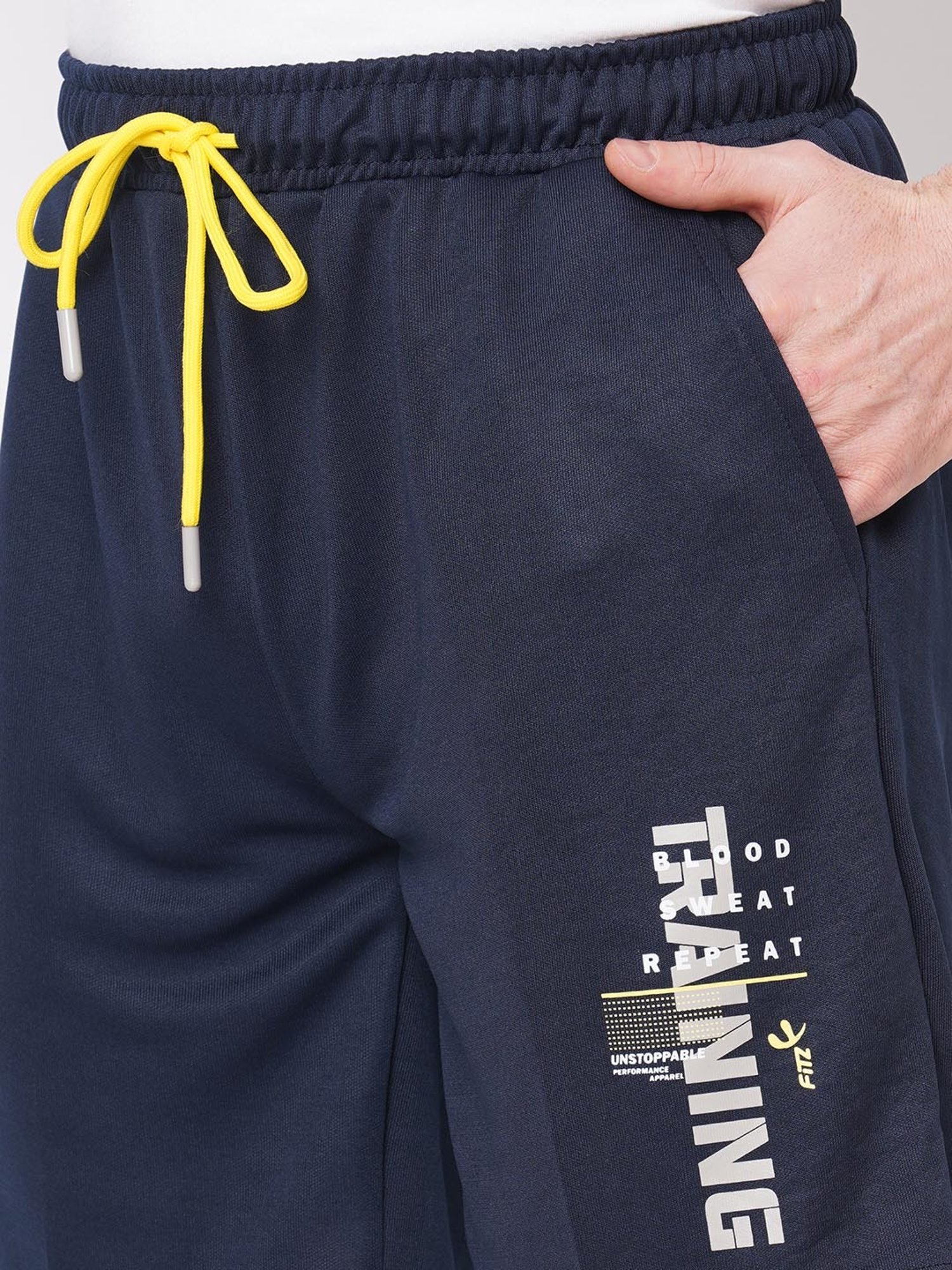 Fitz Navy Regular Fit Printed Sports Shorts
