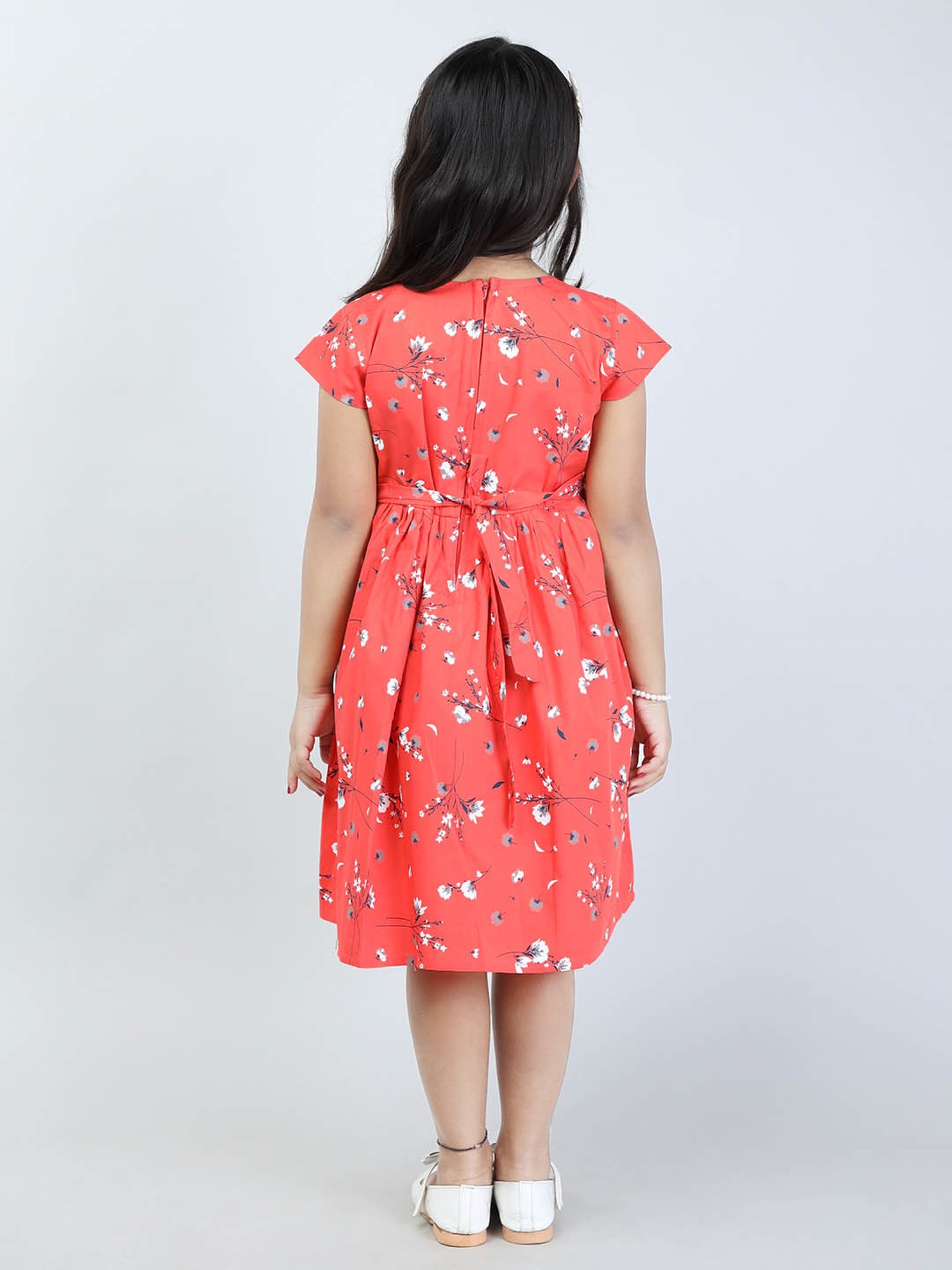 Todd N Teen Kids Coral Floral Print Frock