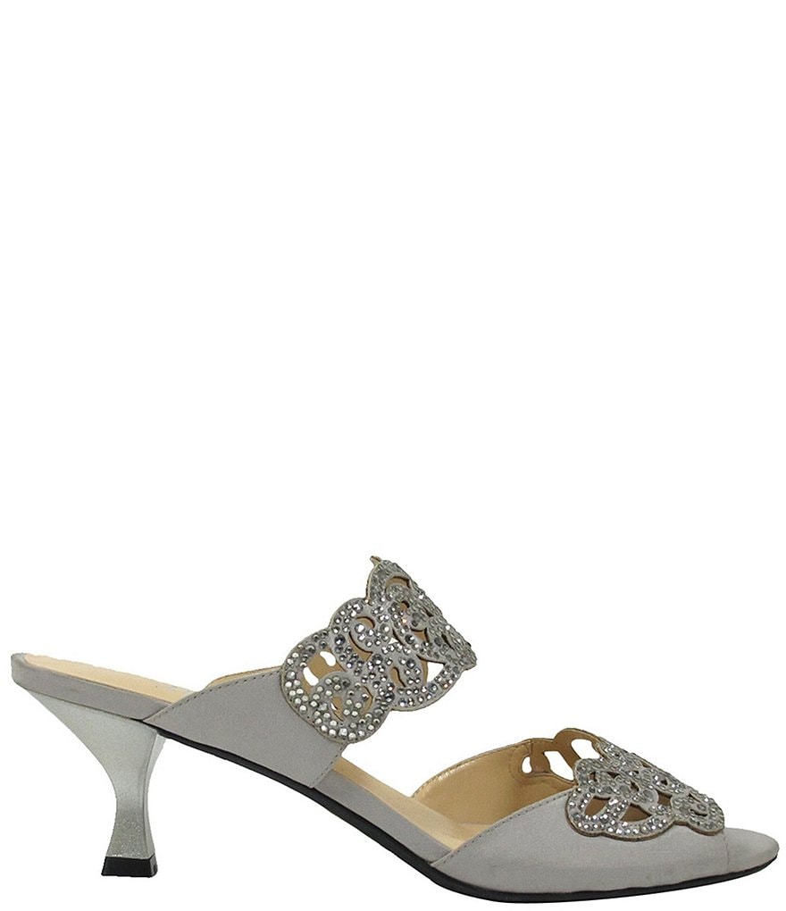 J. Renee Francie Satin Rhinestone Embellished Slides