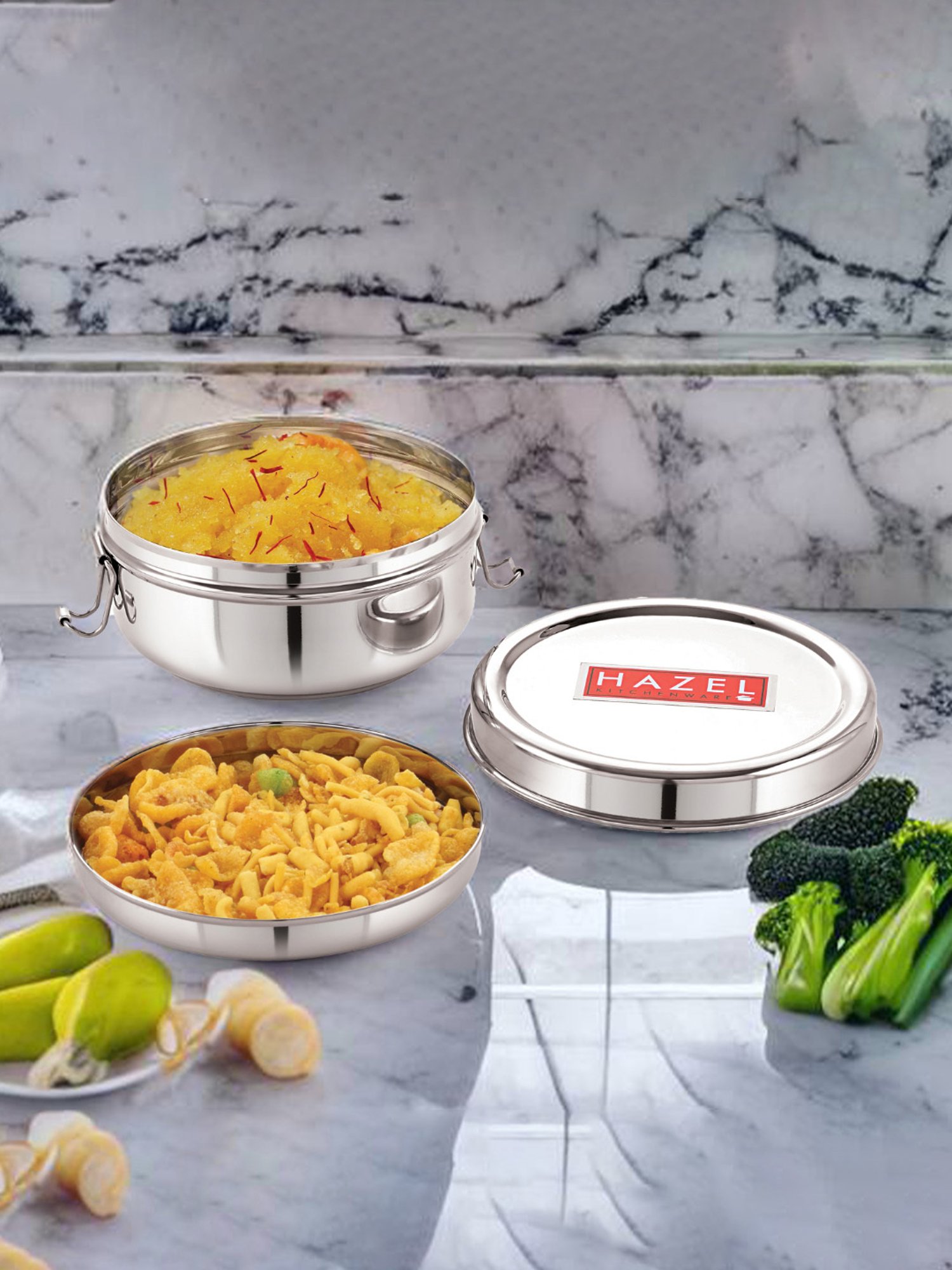 HAZEL Silver Stainless Steel Storage Container - Set of 3