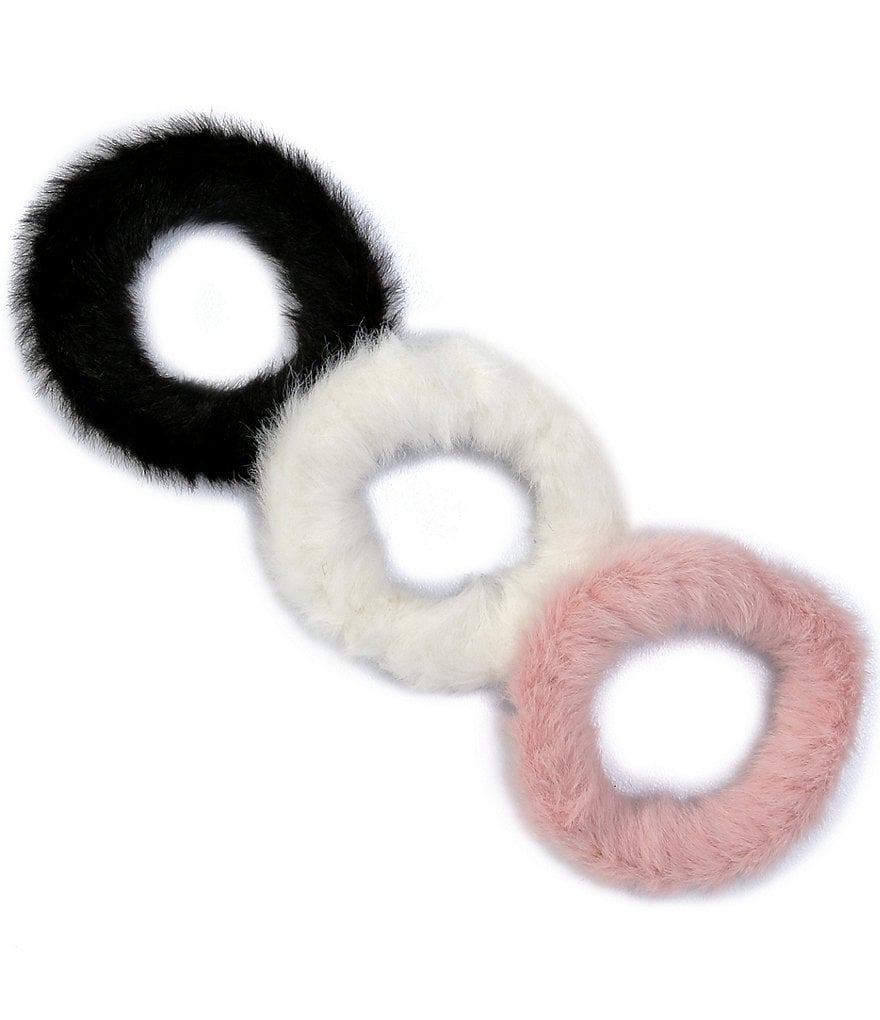 GB Girls 3-Pack Solid Faux Fur Scrunchies