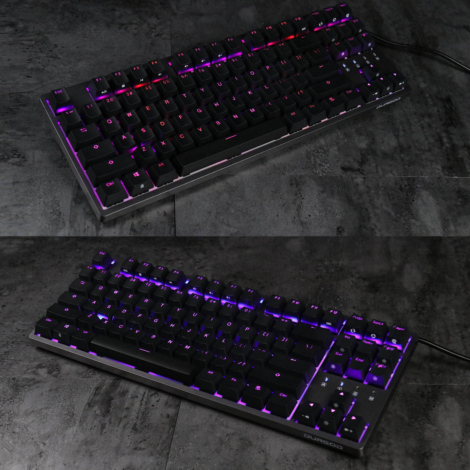 DURGOD Gaming Keyboard Mechanical Illuminated Keyboard RGB LED Backlit for PC&Computer Gamers and Typist 87 Keys Backlighted Keyboard with Cherry MX Blue Switches (Black)