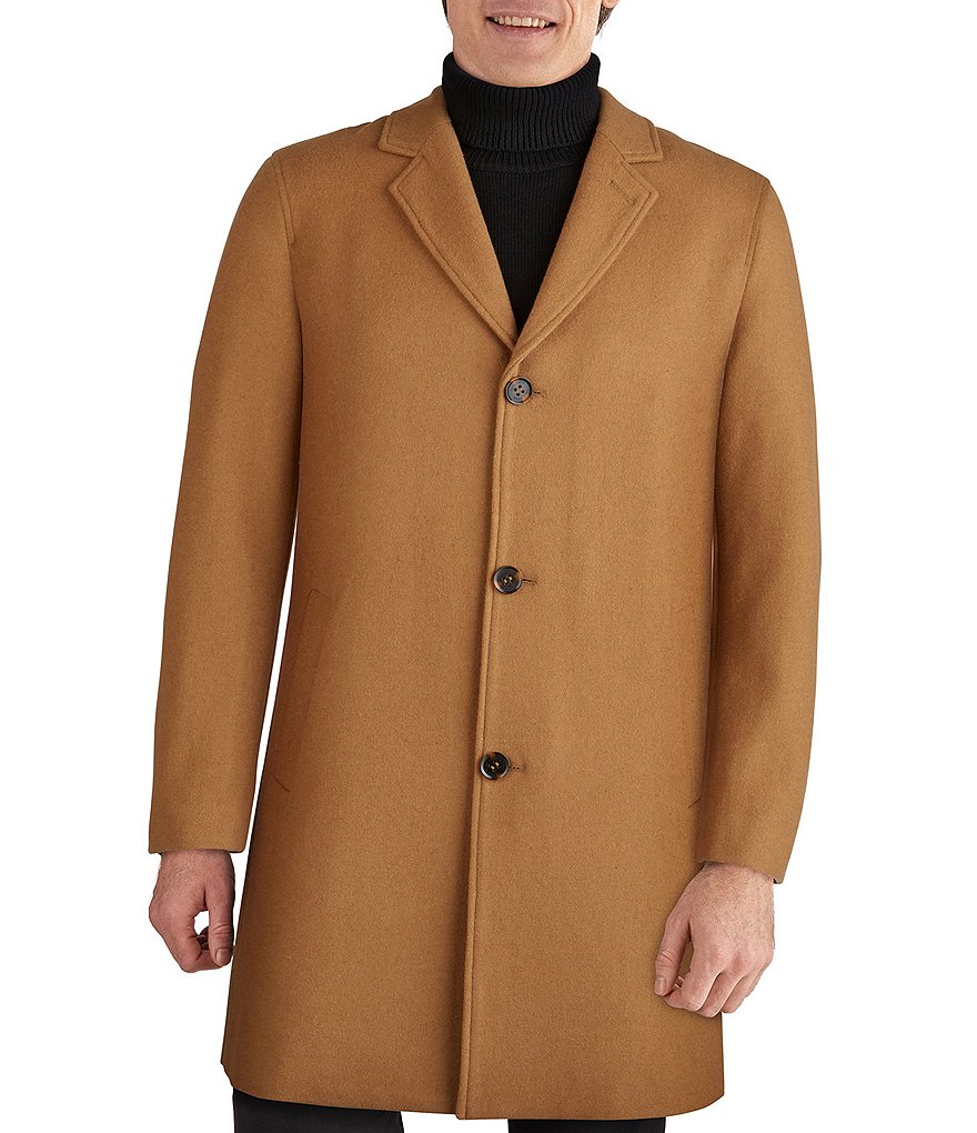 Cole Haan Melton Stand-Collar Button Front Wool-Blend Coat