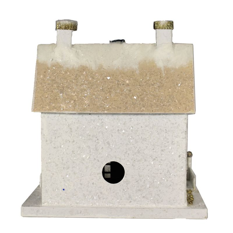 Christmas 11.0" Winter White Cottage Putz House Light Up Retro  -  Decorative Figurines