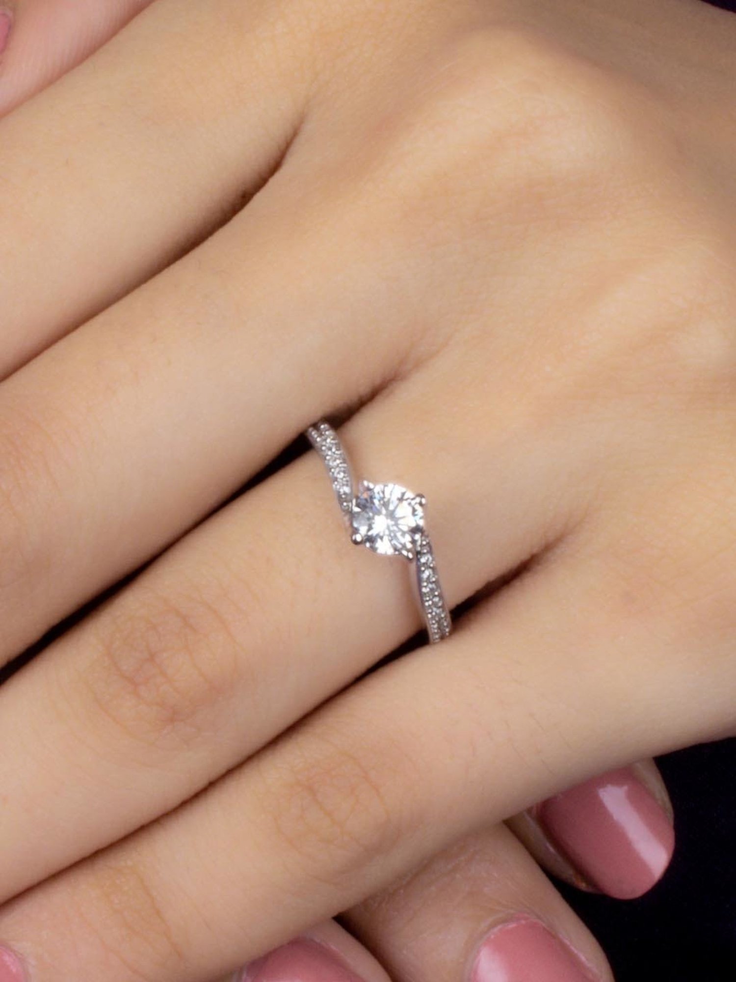 925 Silver 1 Carat AAA Grade American Diamond Solitaire Ring for Women & Girls