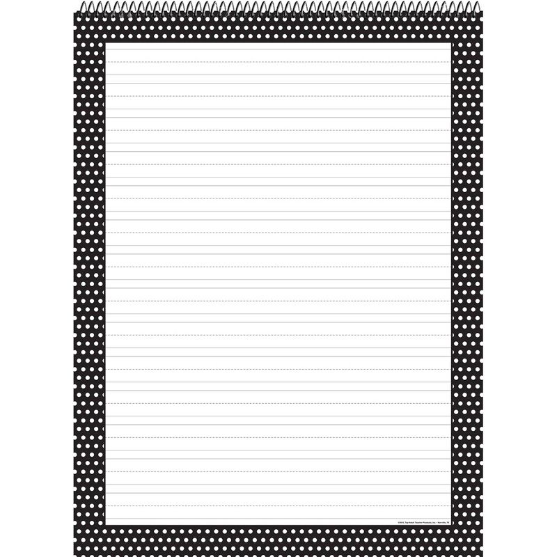 25 Sheets 24" x 32" Ruled Chart Tablet Black Polka Dot - Top Notch Teacher Products