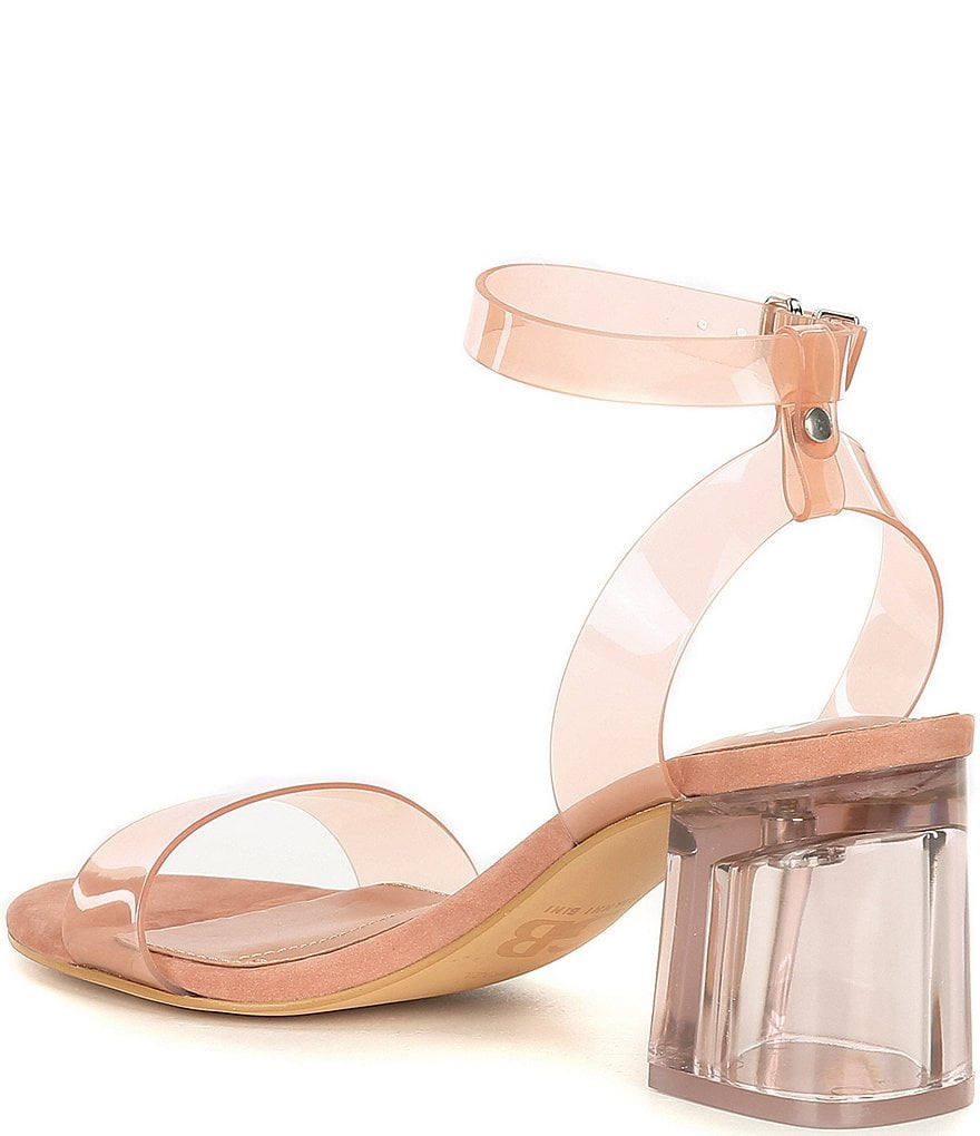 GB New-Skool Vinyl Two-Piece Ankle Strap Block Heel Dress Sandals