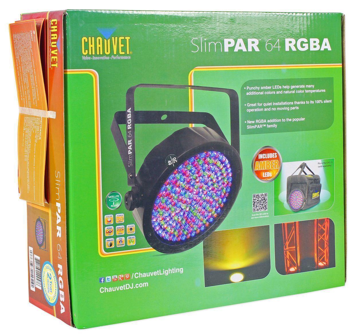 (2) Chauvet SlimPAR 64 RGBA Compact DMX Wash Light + (2) FREE 10FT DMX Cable