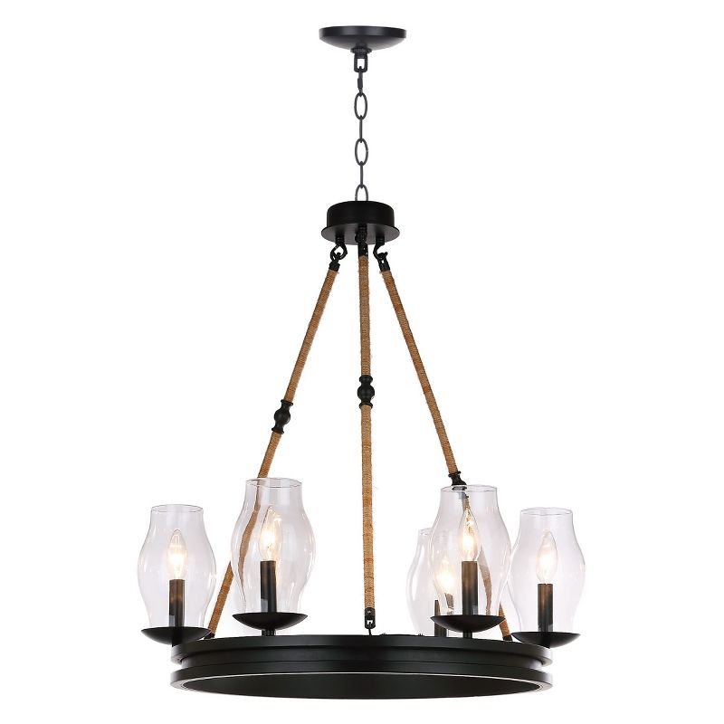 34" Fritz Adjustable Chandelier Black/Brown - Safavieh