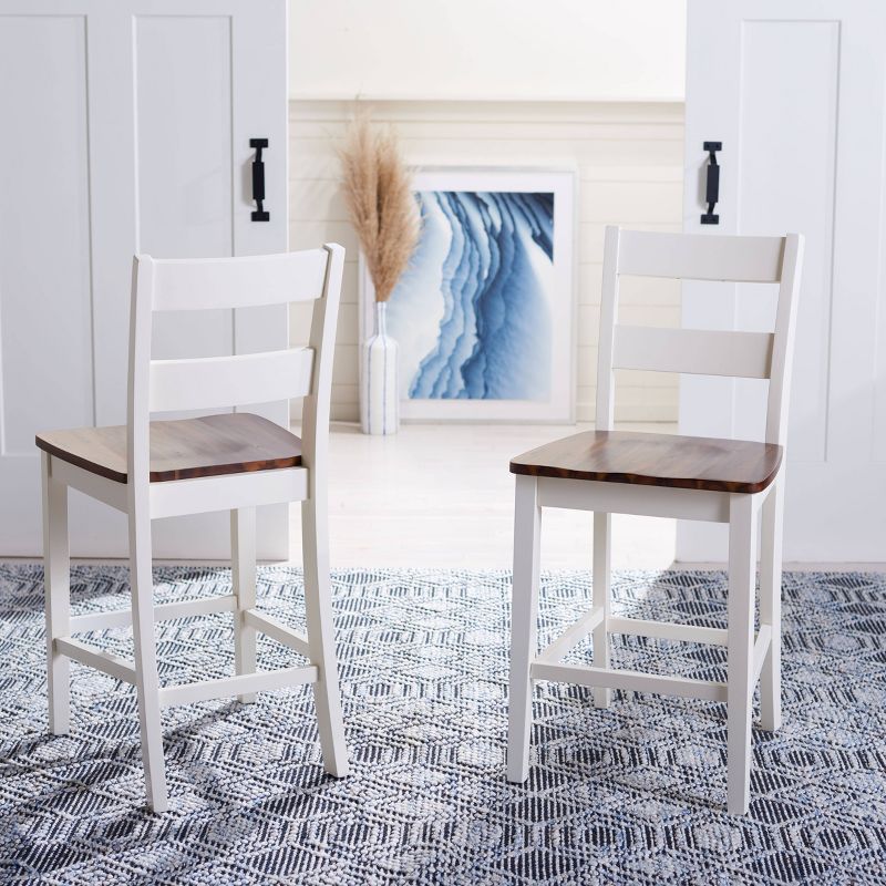 Set of 2 Izzy Counter Height Barstools White/Natural - Safavieh