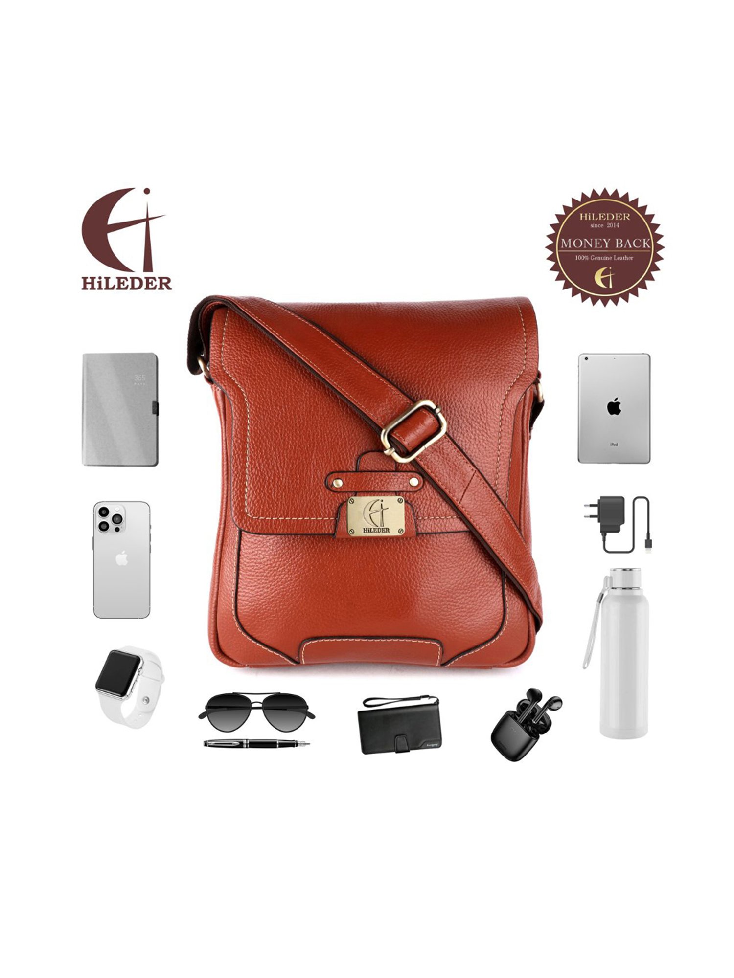 HiLEDER Tan Solid Medium Cross Body Bag