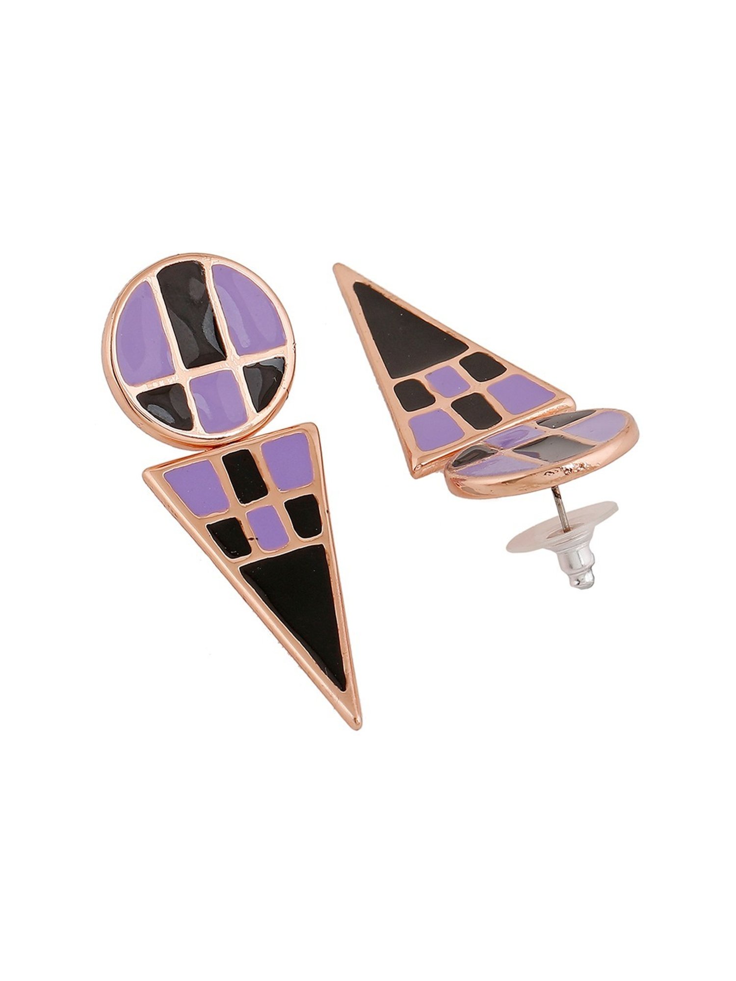 Estele Rose Gold-Plated Geometric Designer Dangler Earrings