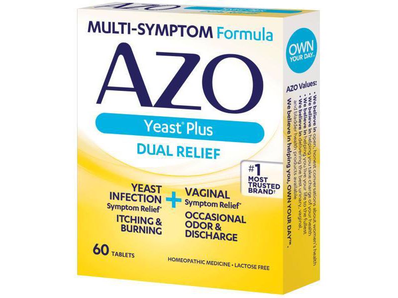 AZO Yeast Plus Dual Relief, Yeast Infection + Vaginal Symptom Relief - 60ct