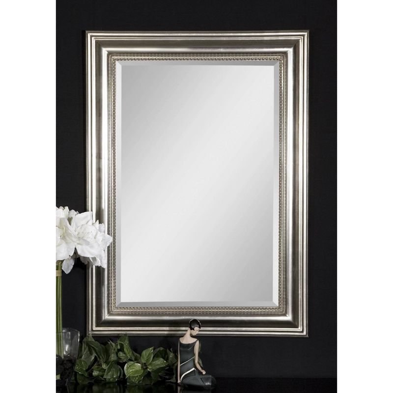 Rectangle Stuart Beaded Decorative Wall Mirror Silver - Uttermost