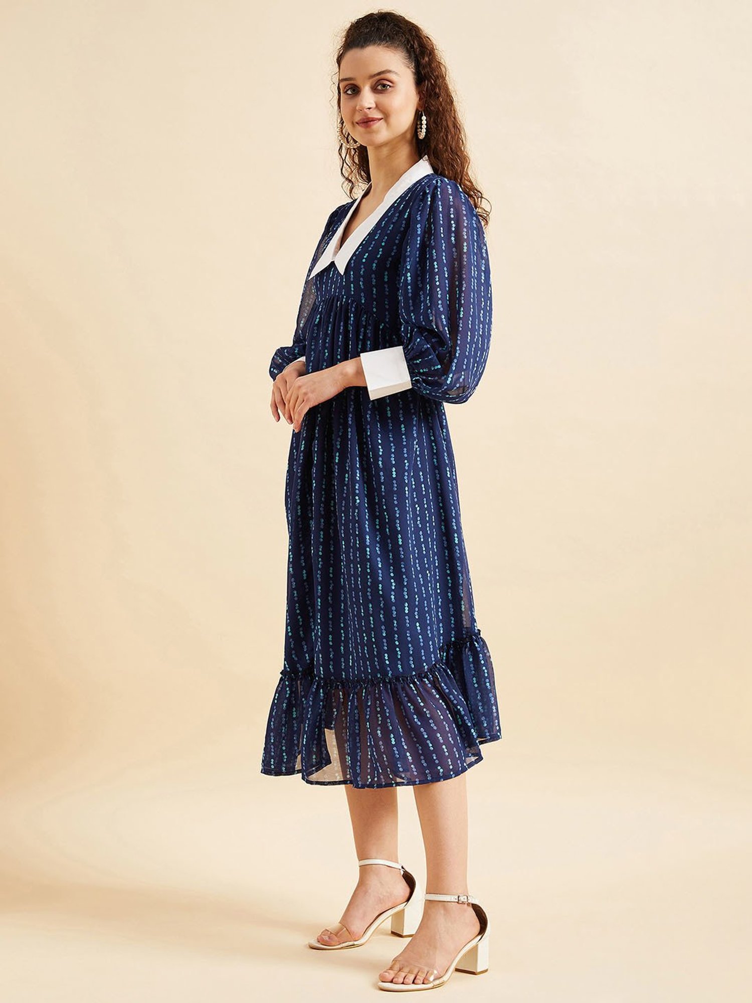 PANIT Blue Printed Ethnic Dress