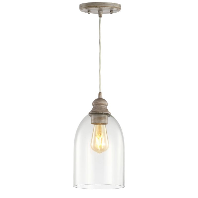 6.25" LED Adjustable Glass Greige Pendant Gray - Jonathan Y