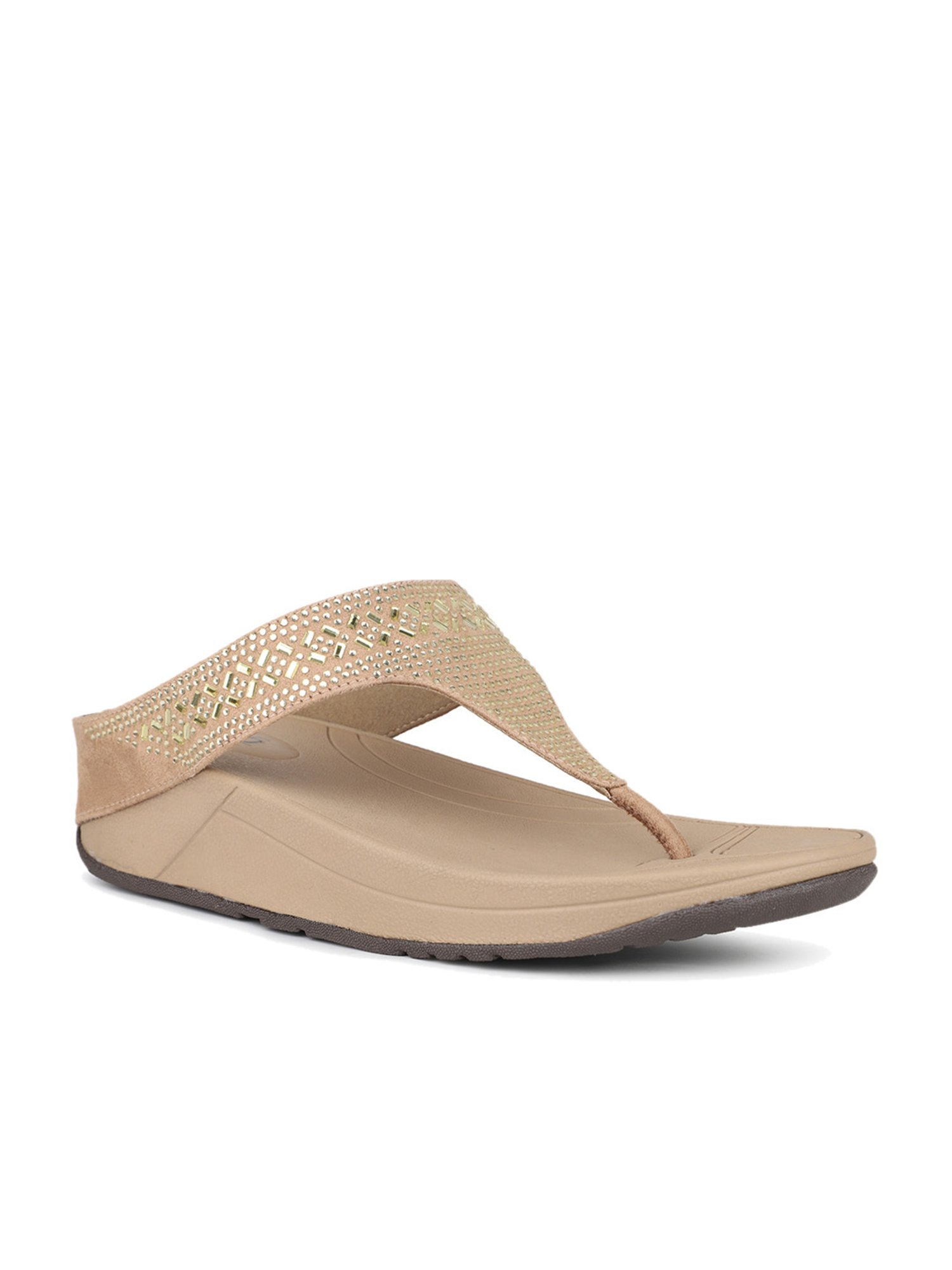 Inc.5 Women's Beige Thong Wedges