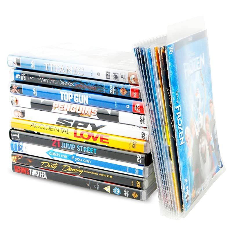 DVD Protective Sleeve with Closing Flap for DVD Storage Space for DVD and DVD Cover 100Pack 10281