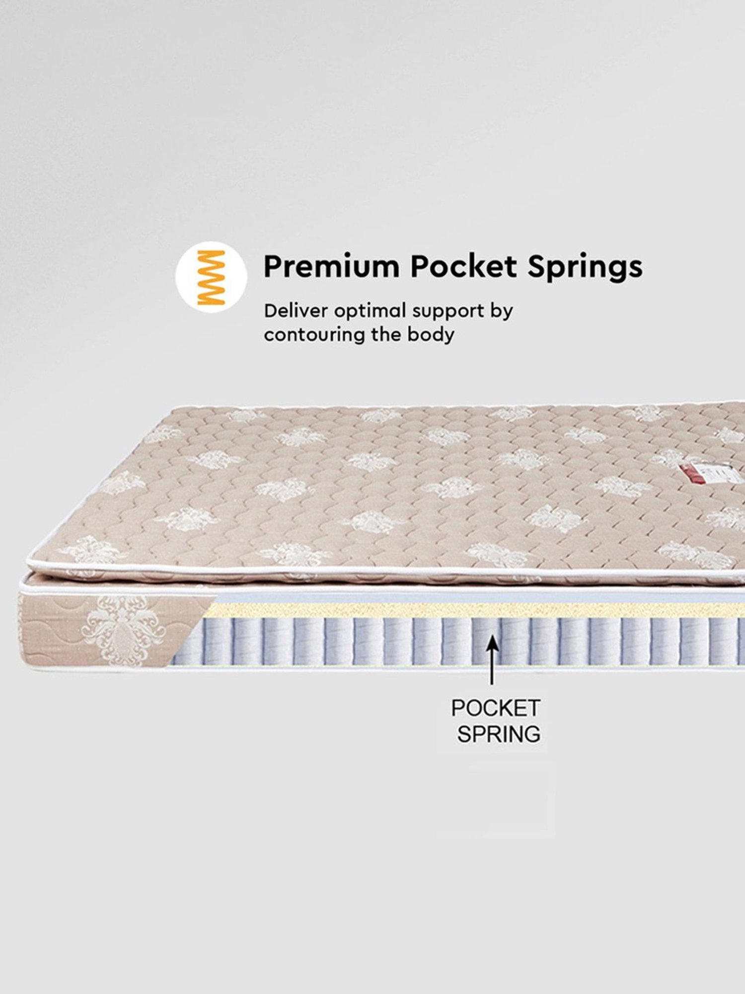 Godrej Interio Restomatic Beige Fabic King Pocket Spring Mattress
