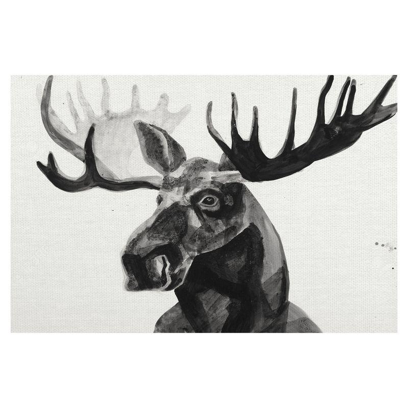 24"x36" Watercolor Moose By Ben Gordon Art On Canvas Black - Fine Art Canvas