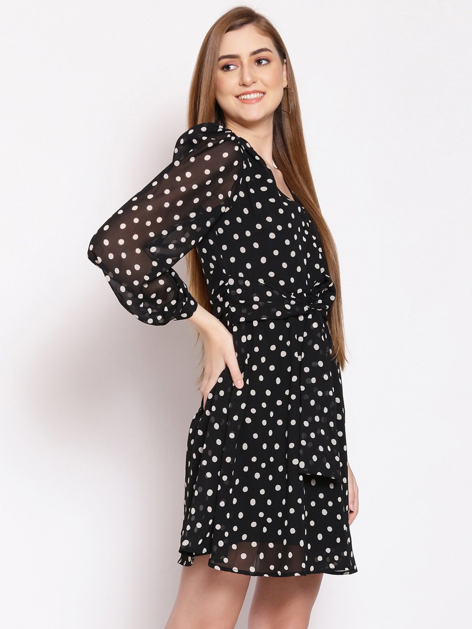 Oxolloxo Black Printed Wrap Dress