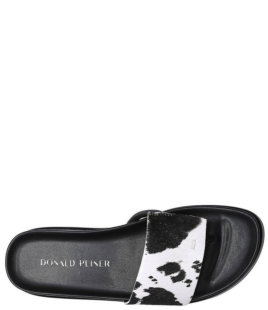 Donald Pliner Fifi Cow Print Calf Hair Wedge Thong Sandals