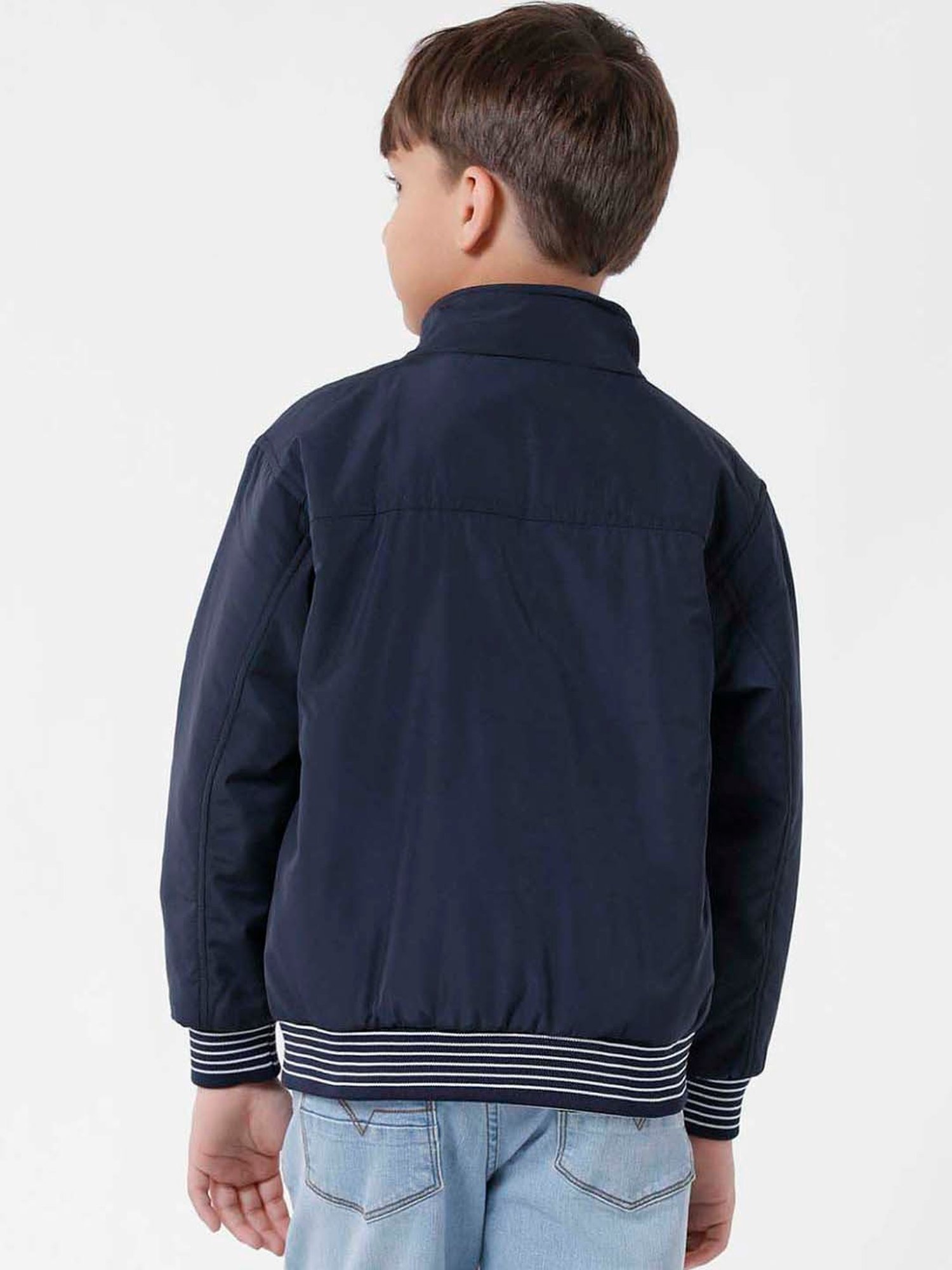 Kate & Oscar Kids Navy Embroidered Full Sleeves Jacket