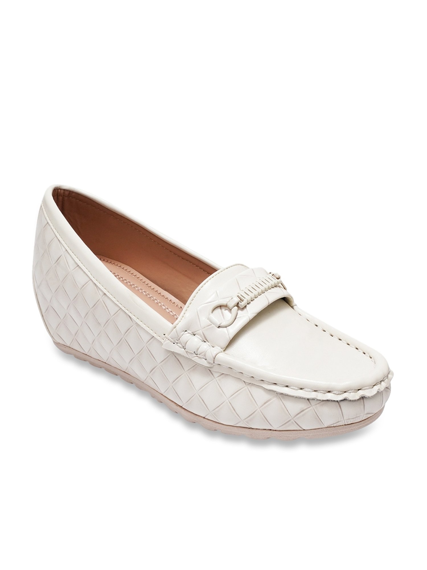 The White Pole Women's White Casual Loafers