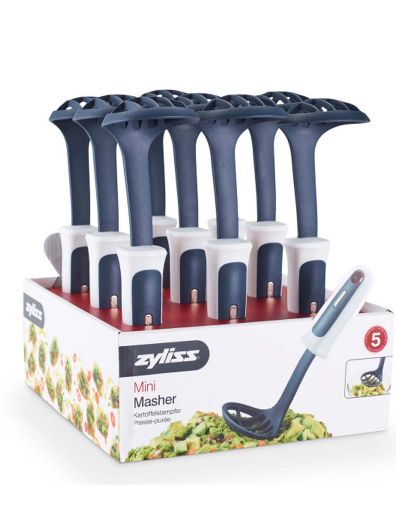Zyliss Black & White Stainless Steel Mini Mashers - Set of 9