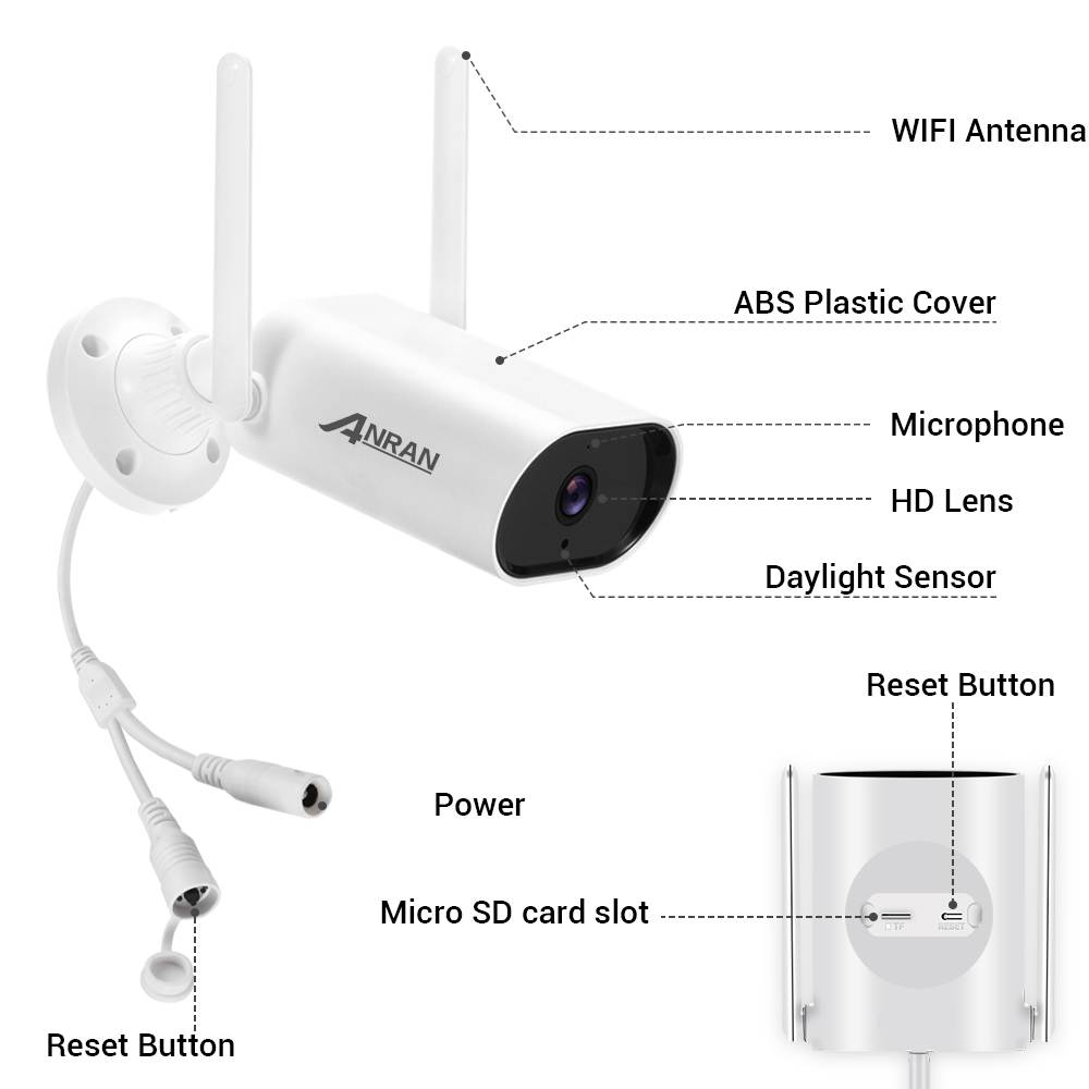 ANRAN Wireless Security Camera System with 1TB Hard Drive & One-Way Audio, 8 Channel NVR 4Pcs 3.0MP Night Vision WiFi IP Surveillance Cameras Outdoor Indoor [Expandable 8CH and Audio Recording]